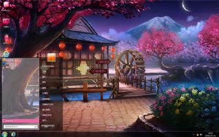 桃花园林风景主题
